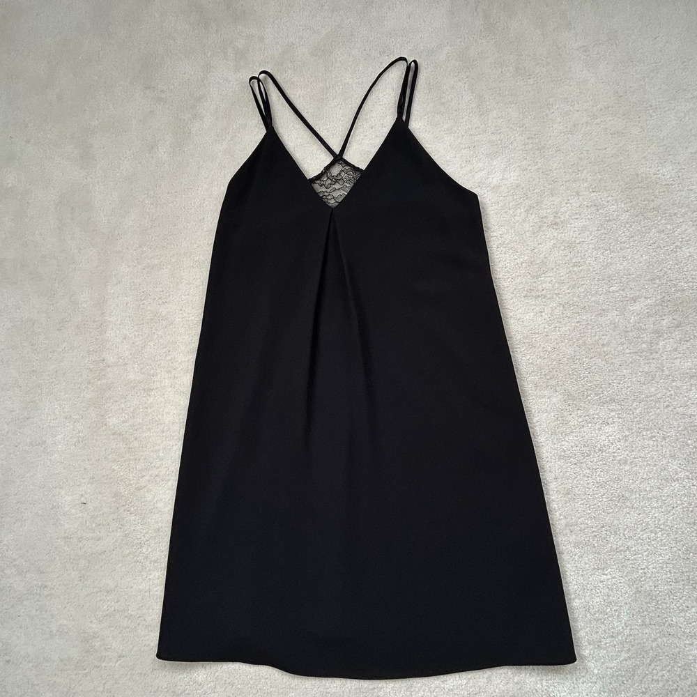 Alice + Olivia Slip Mini Dress Silk Blend Halter Back Black Small Lined Flowy